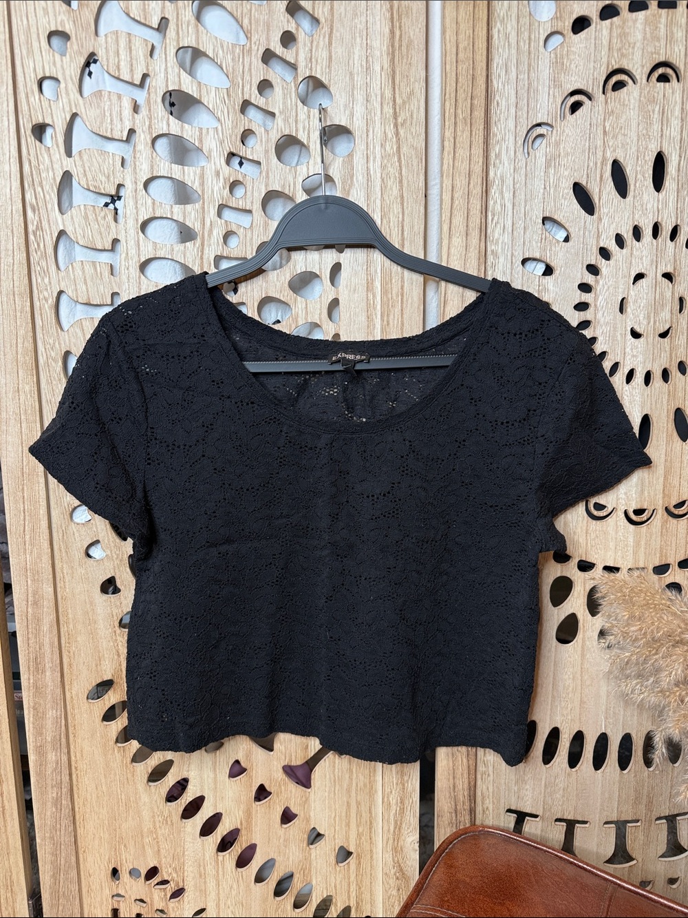 Express Black Lace Crop Top